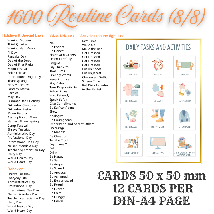 1600 Routine Cards