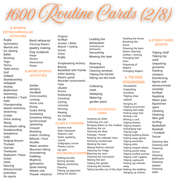 1600 Routine Cards