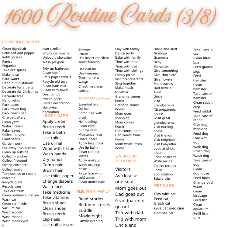 1600 Routine Cards