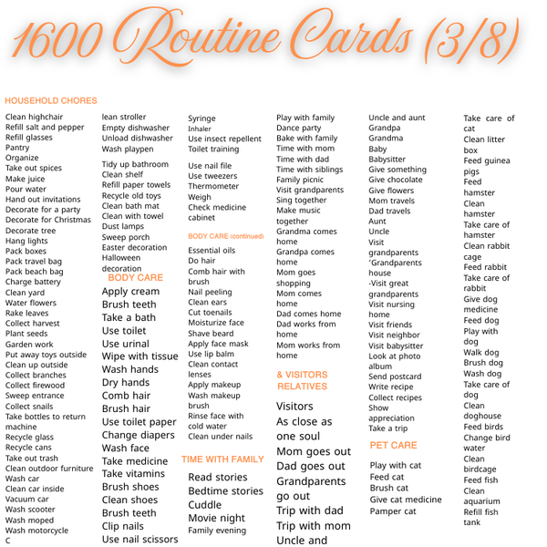 1600 Routine Cards