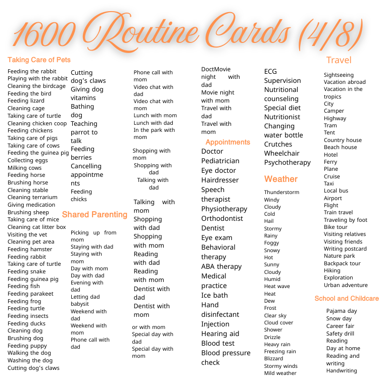 1600 Routine Cards