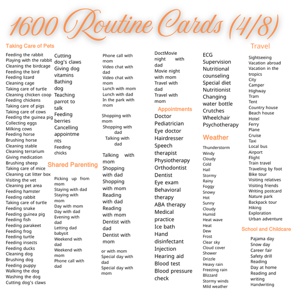 1600 Routine Cards