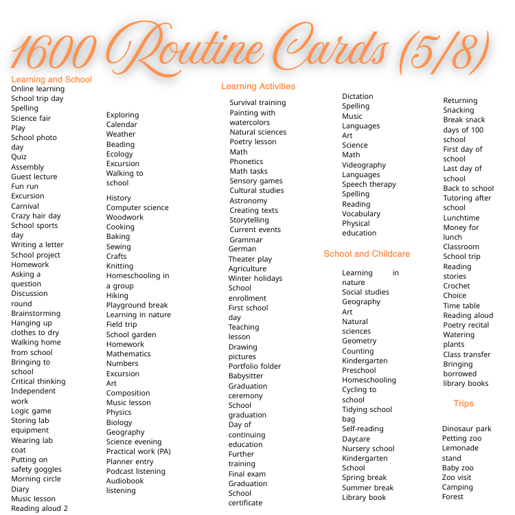 1600 Routine Cards