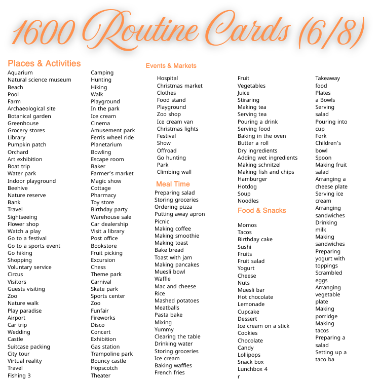 1600 Routine Cards