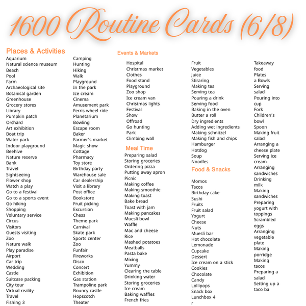 1600 Routine Cards